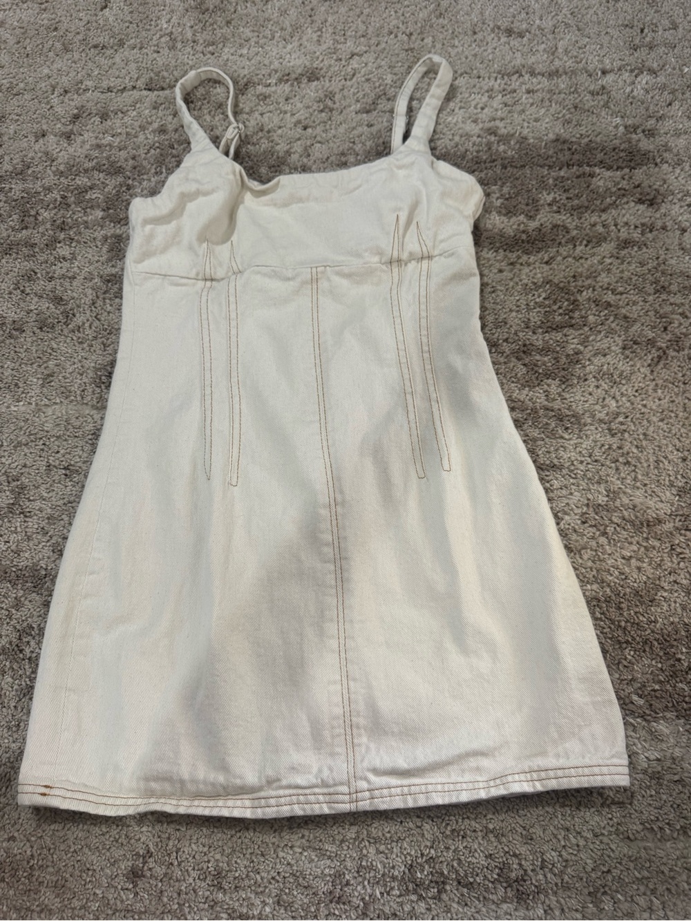 BDG Cream Mini Dress with Spaghetti Straps